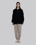Wool Buttoned Pullover - Black, XS image