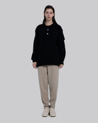 Wool Buttoned Pullover - Black, XS image