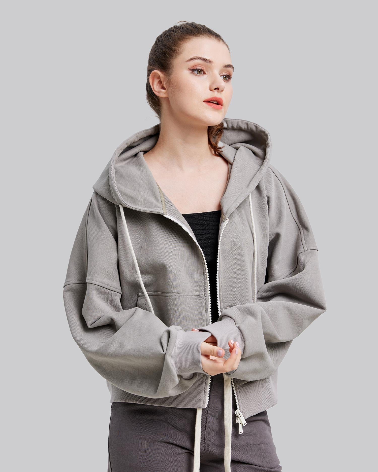 Graphic Print Zipped Hoodie image 2