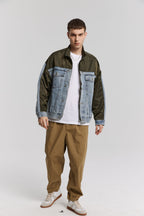 The Hybrid Denim Jacket - Light Blue &amp; Army Green, S image