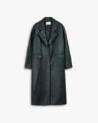 Faux Leather Coat with Pinched Pleats - Peacock Blue, XS image