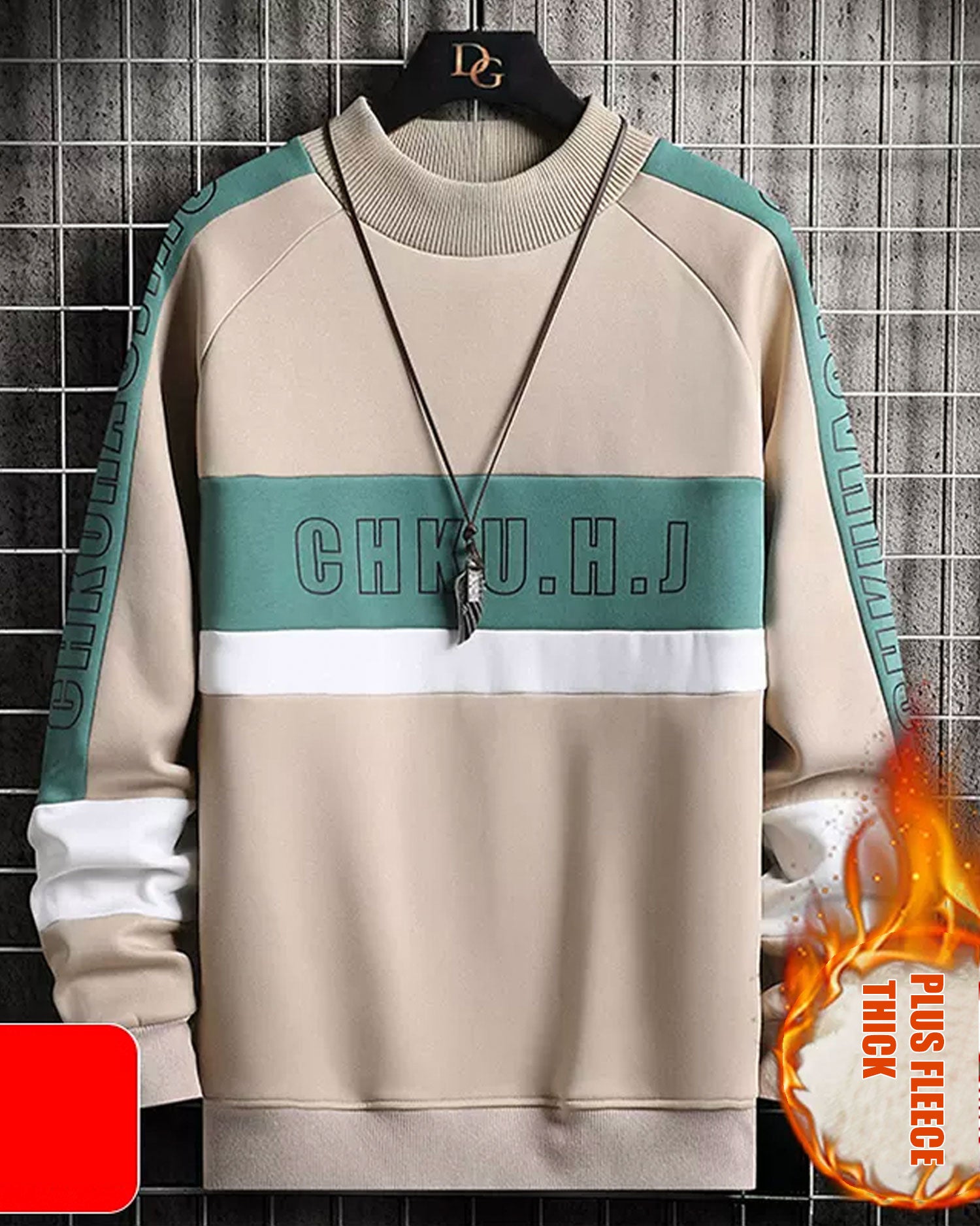 Wide Ribbed Crewneck Sweatshirt - Winter Wheat, XL image