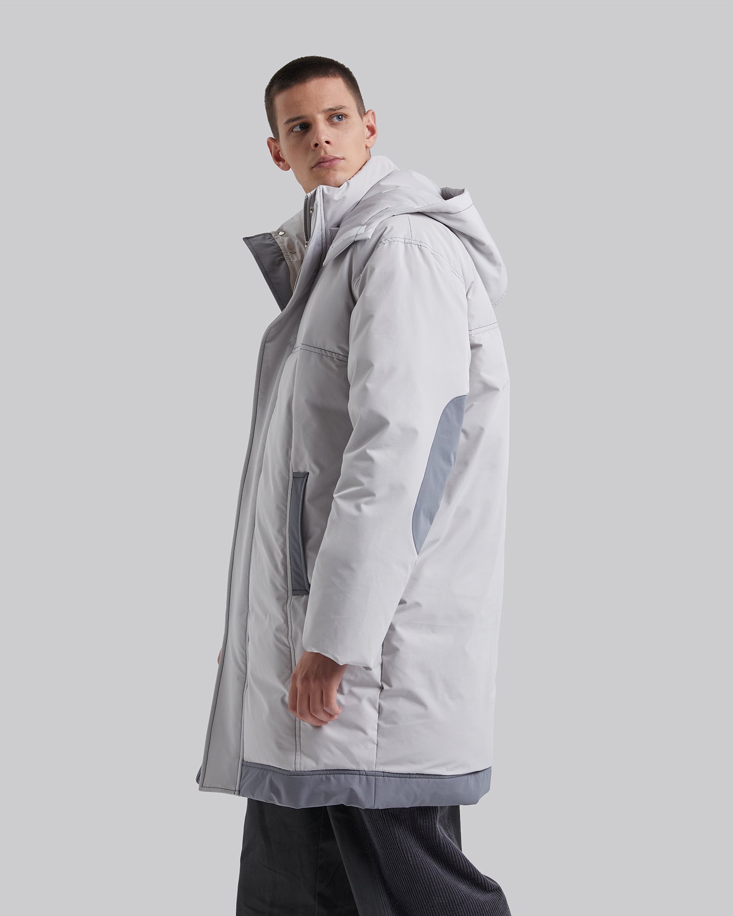 Elbow-Patch Long Down Jacket image 3