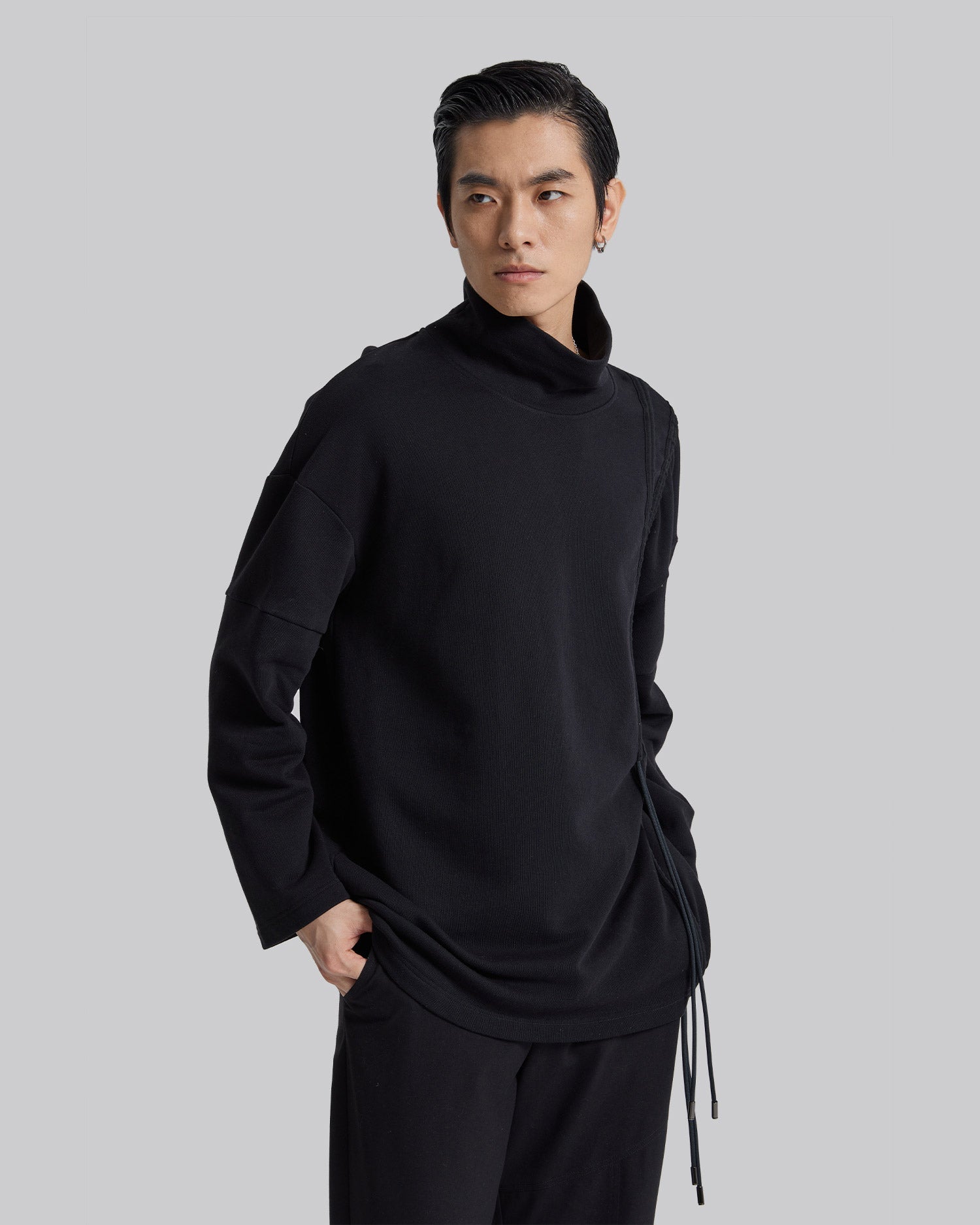 Cinched Side High-Neck Sweatshirt image 1