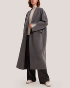 Single-Breasted Back Vent Long Wool Coat image 1