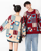 Knitted Patchwork Crew Jumper image 1