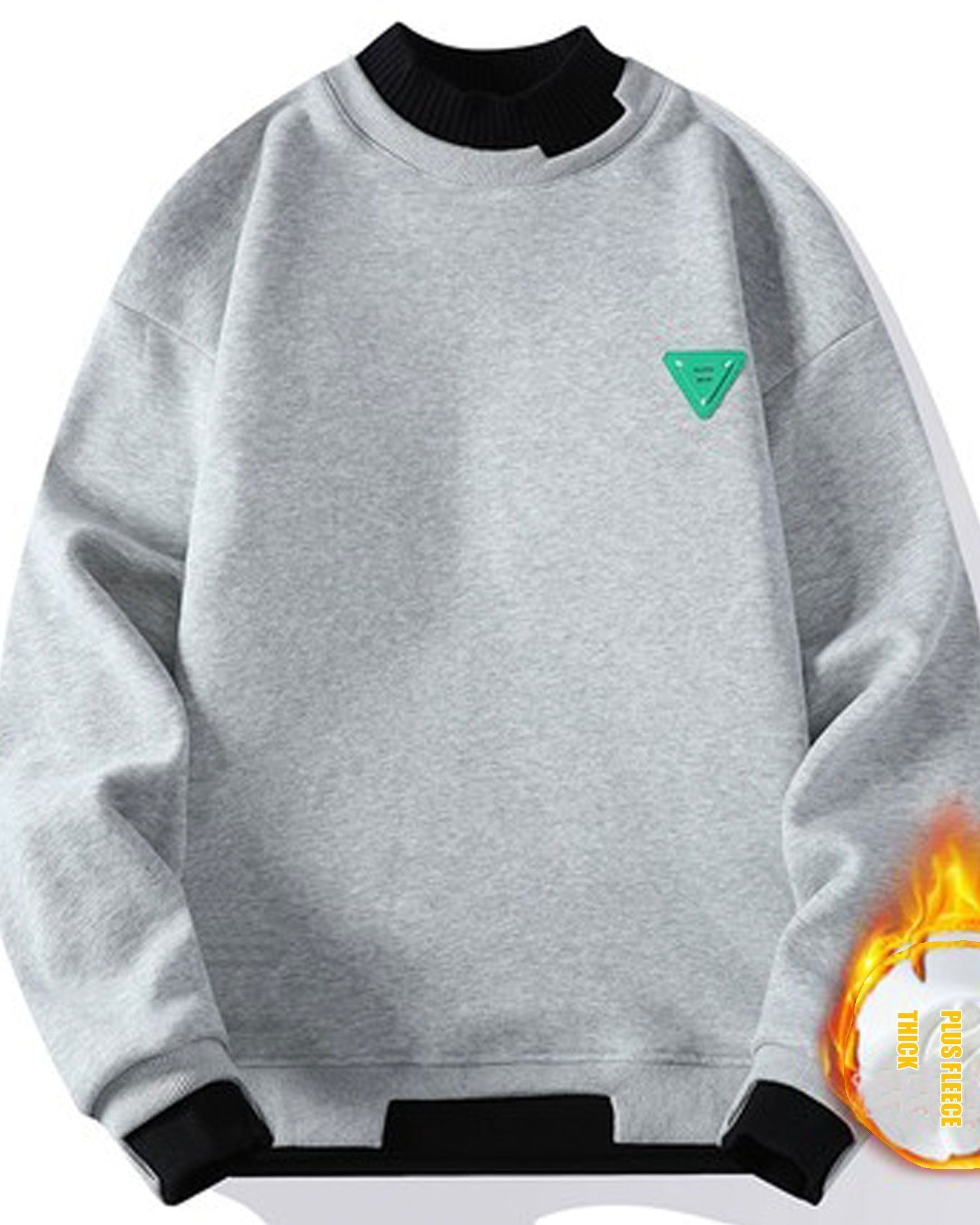 Fleece Lined Crewneck Sweatshirt - Light Grey, XXXL image