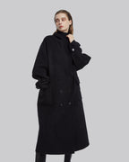 Black Double-Breasted Cape Coat image 1
