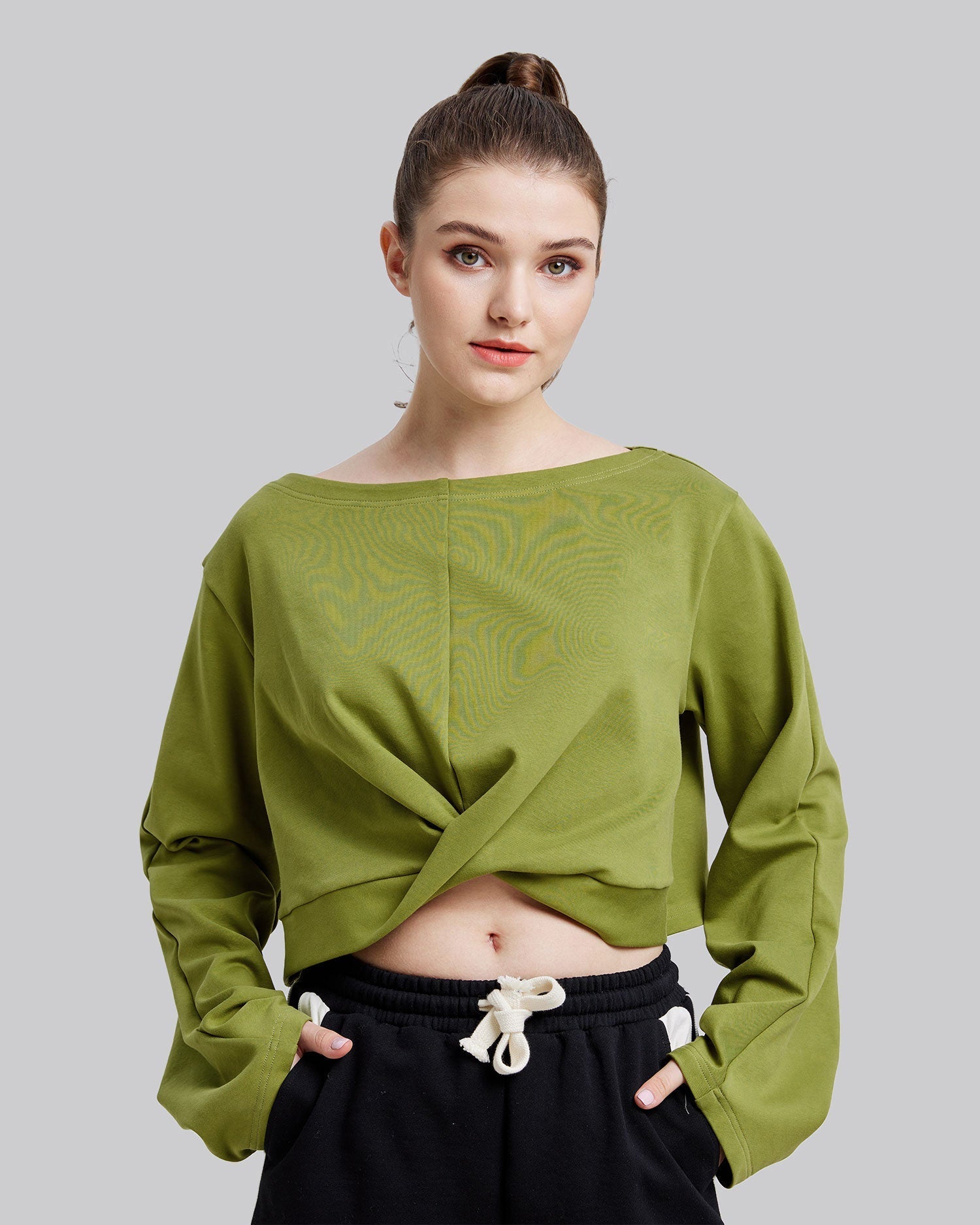 Cross-Front Cropped Sweatshirt image 1