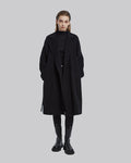 Long Notched Lapel Wrap Coat - Black, S image