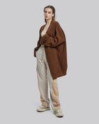 Oversized Rib-Knit Cashmere Cardigan - Brunette, L image