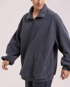 Plain Half-Zip Fleece Sweatshirt image 2