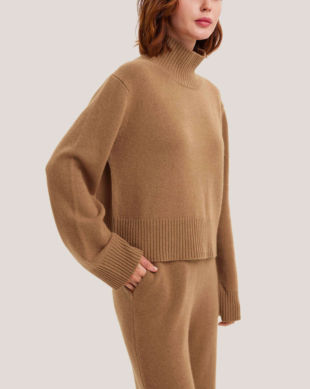 Cashmere Cropped Turtleneck Sweater image 2