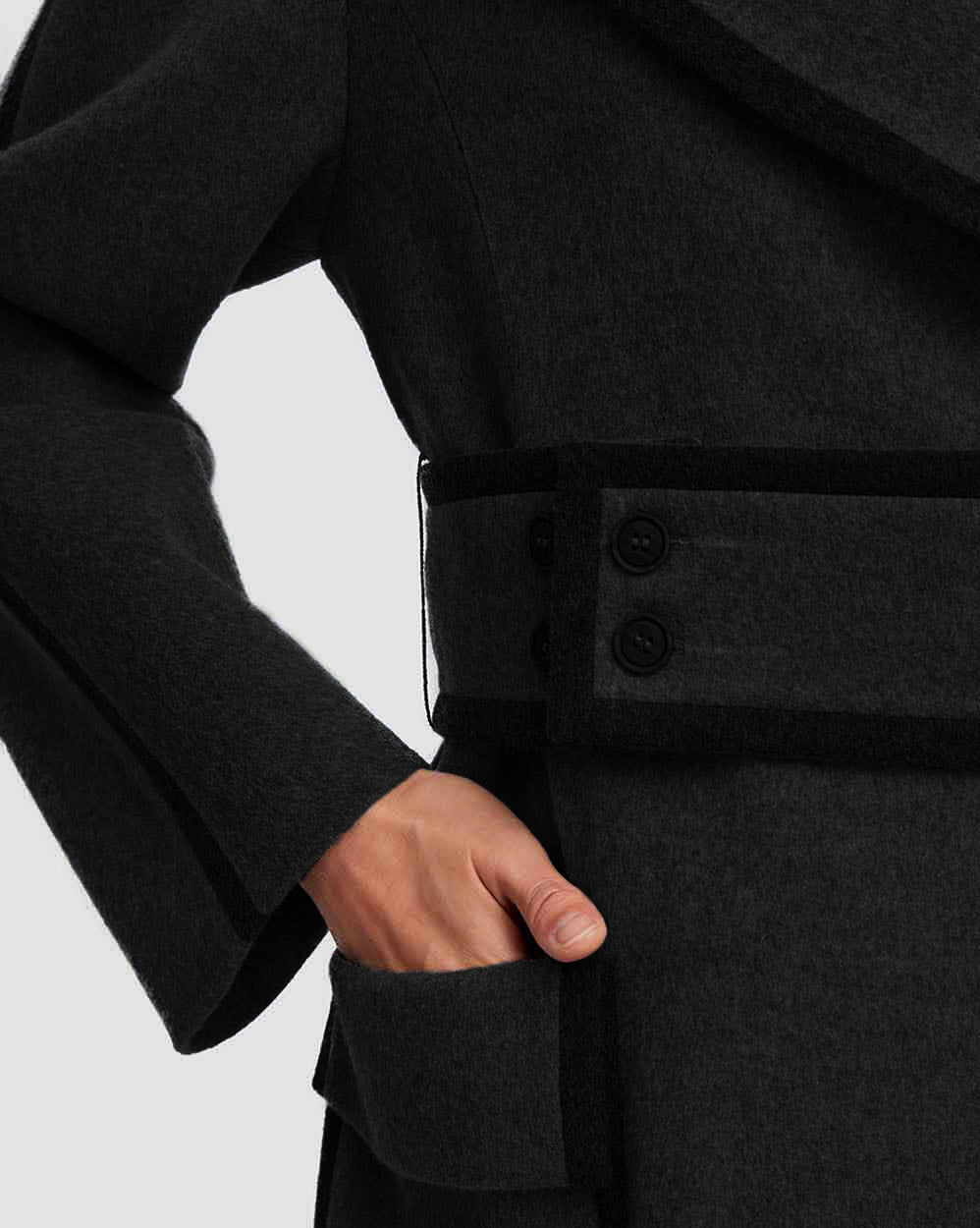 Belted Trimmed Wool-Cashmere Coat image 3
