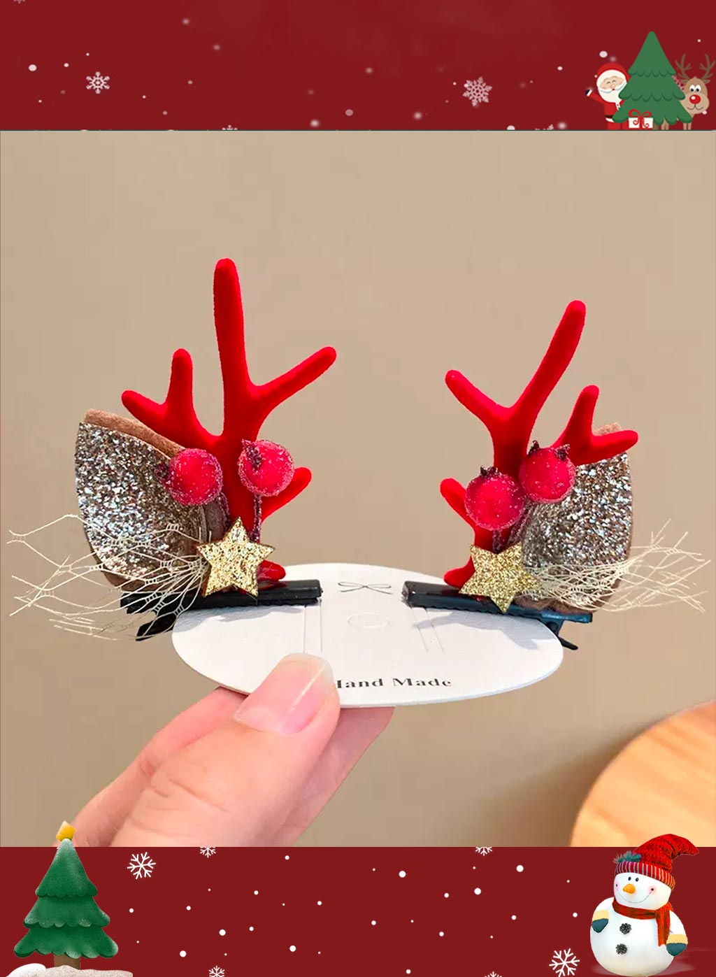Special Christmas moose headdress - Tuscany Red, OS image
