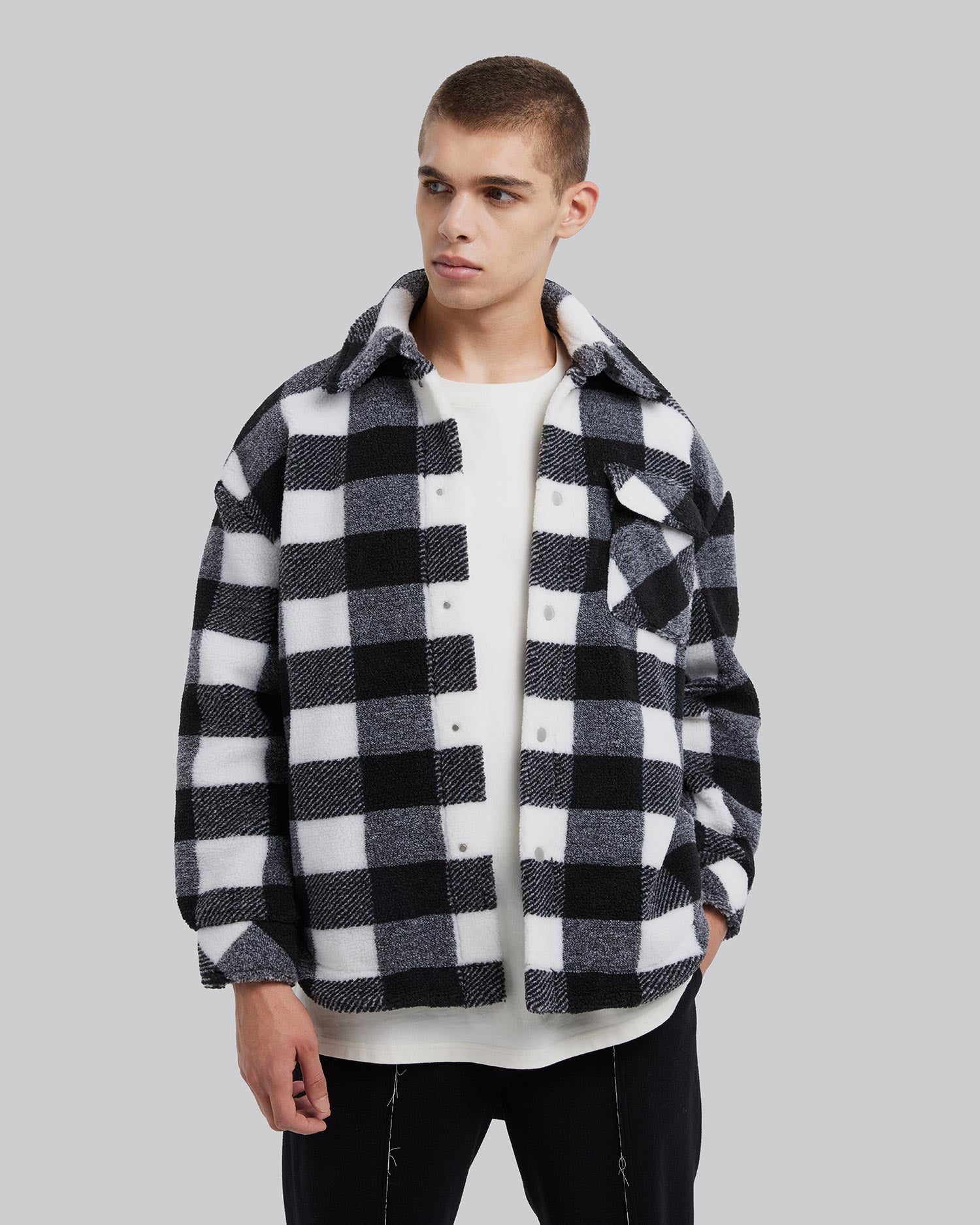 Black &amp; White Plaid Jacket image 1