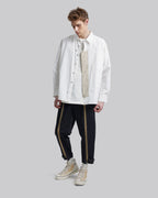 Unique Placket Shirt - White &amp;Khaki, M image