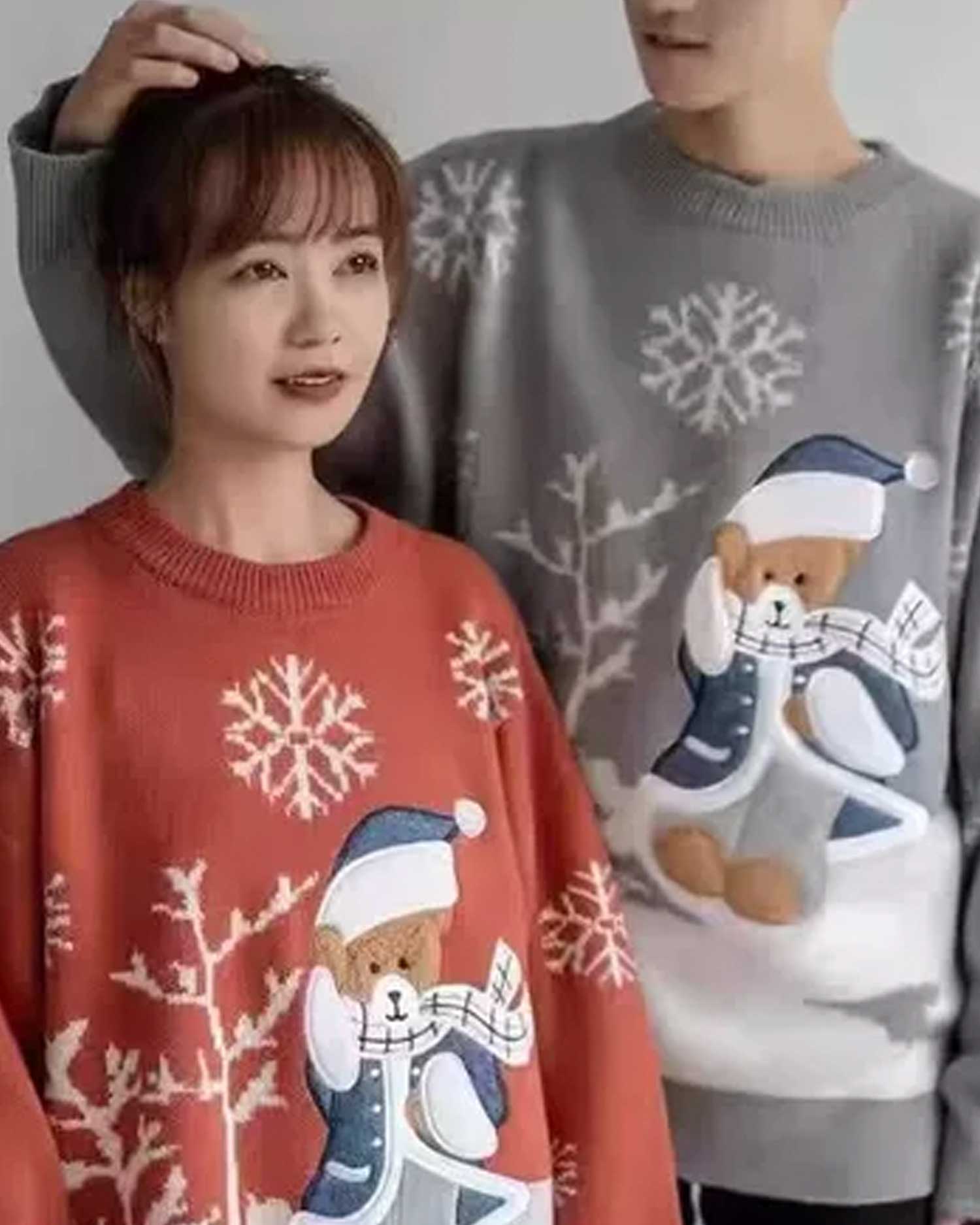 Bear Crewneck Knit Jumper - Amber Brown, S image