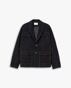 1 × Exposed Seam Wool Blazer - Black, S image