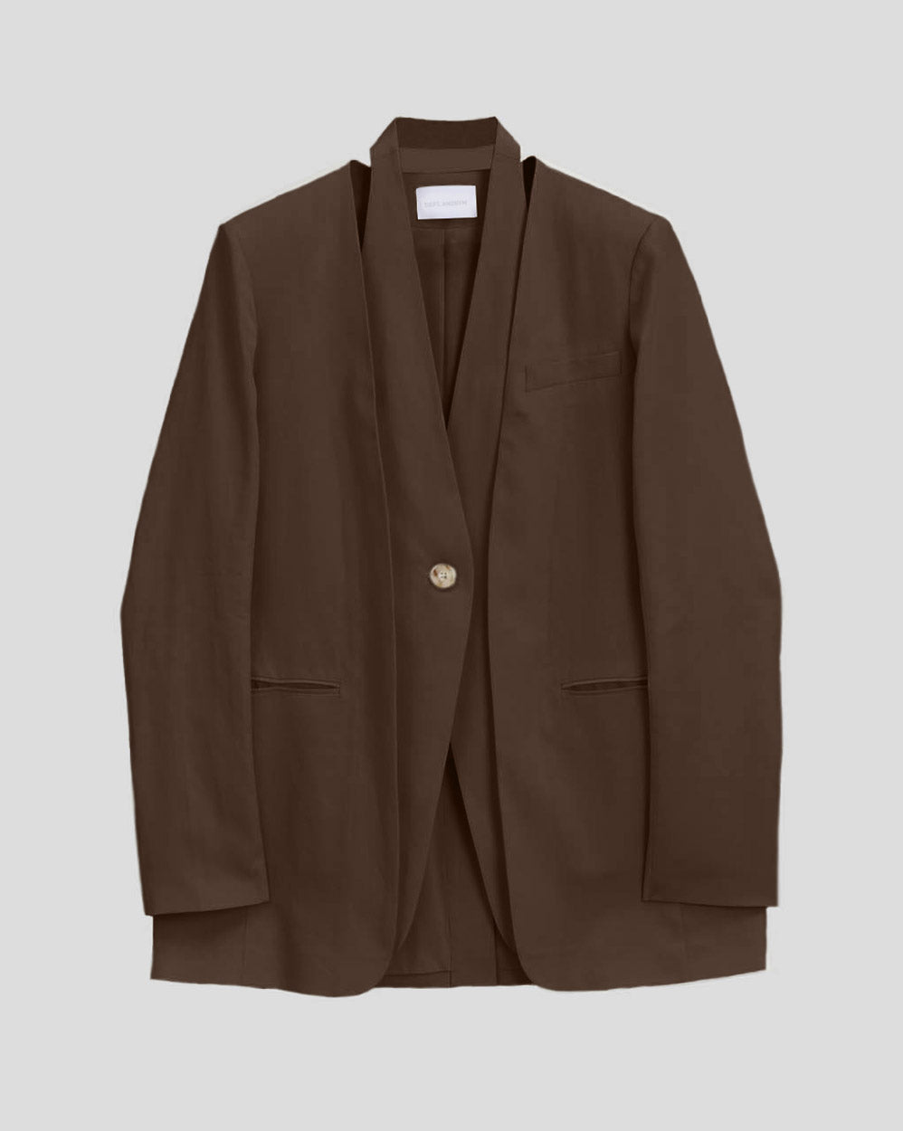 1 × Linen Layered Blazer - Coffee, S image
