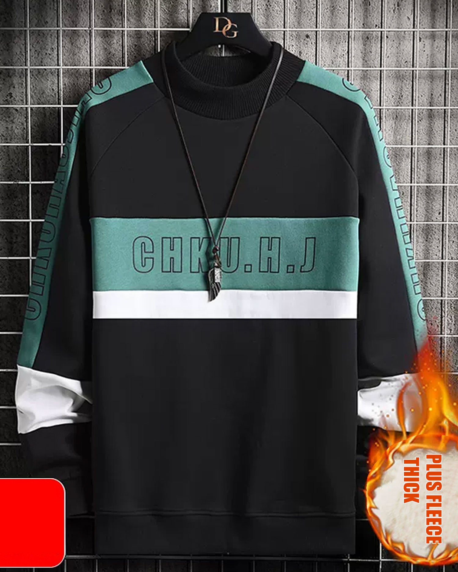 Wide Ribbed Crewneck Sweatshirt - Black, M image