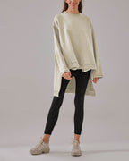 Stepped-Hem Cotton Sweatshirt - Lily White, L image