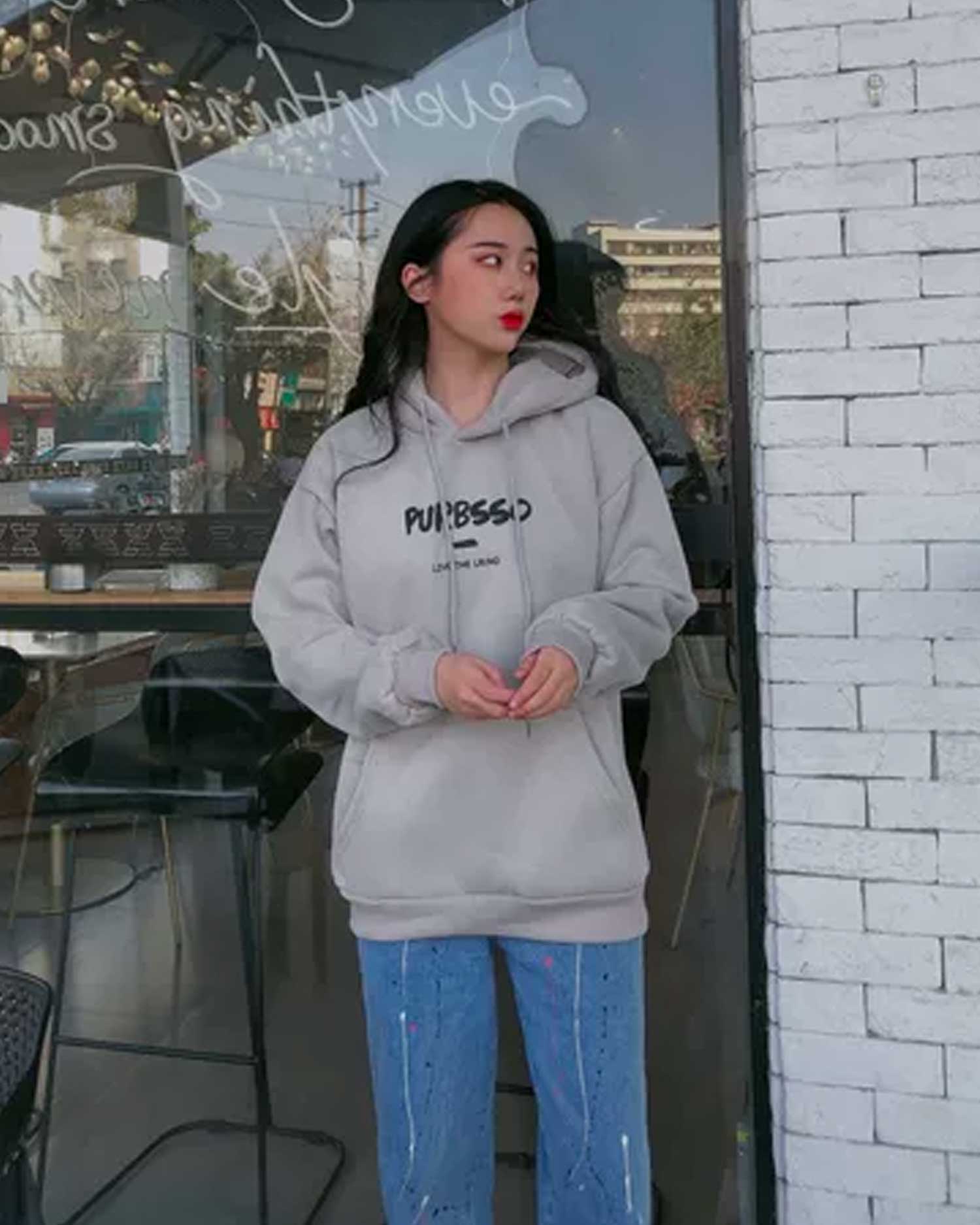 Basic Kangaroo Pocket Drawstring Hoodie - Gray, XXXL image