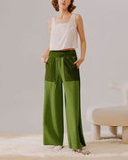 Drawstring Wide Leg Paneled Pants - Christi Pane, M image
