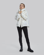Down Shiny Puffer Jacket - White, L image