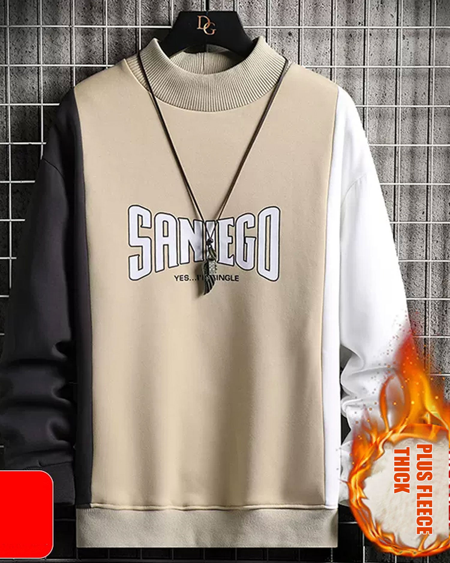 Wide Ribbed Crewneck Sweatshirt - Pale Taupe, XXL image