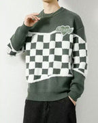 Checked Crewneck Jumper - Olive, XXXL image