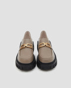 Leather Loafers With Chain - Stone, 5 image