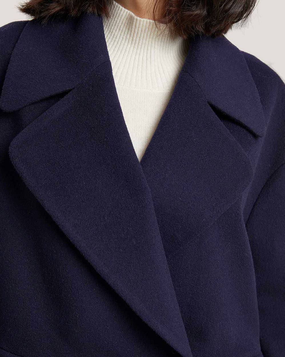 Notch Lapel Double Breasted Wool Coat image 5