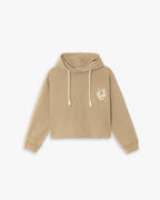 Cropped Hoodie with Graphics - Tan, S image