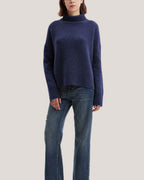 Turtleneck Wool-Yak Blend Sweater - Navy, XXS image