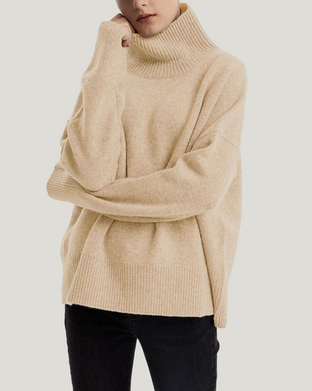 Turtleneck Wool-Yak Blend Sweater - Ivory, L image