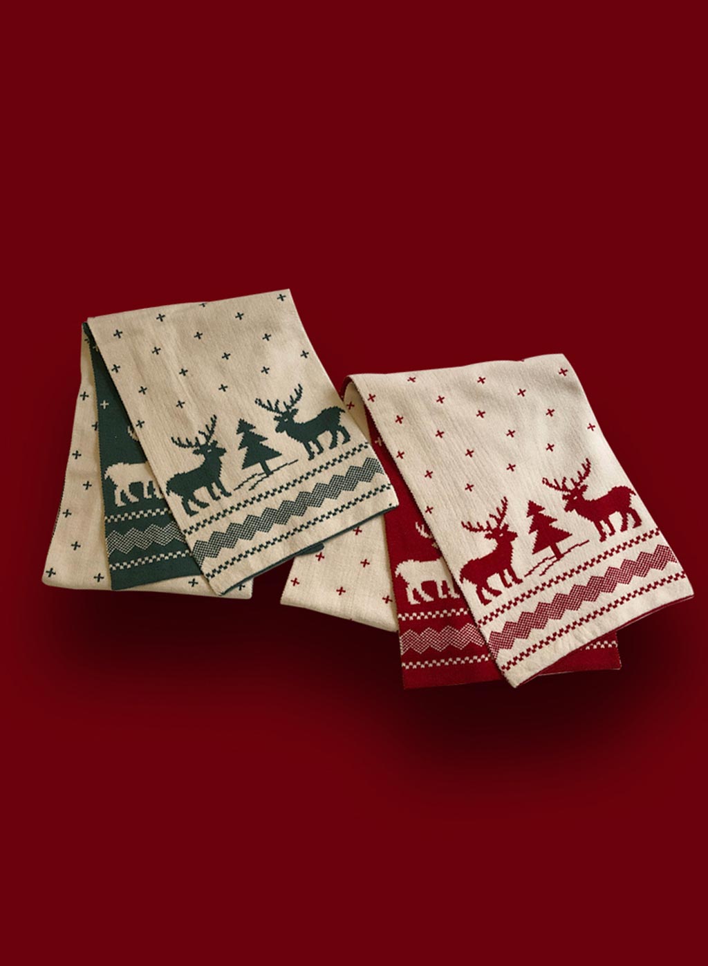 Christmas moose pattern faux cashmere scarf image 2