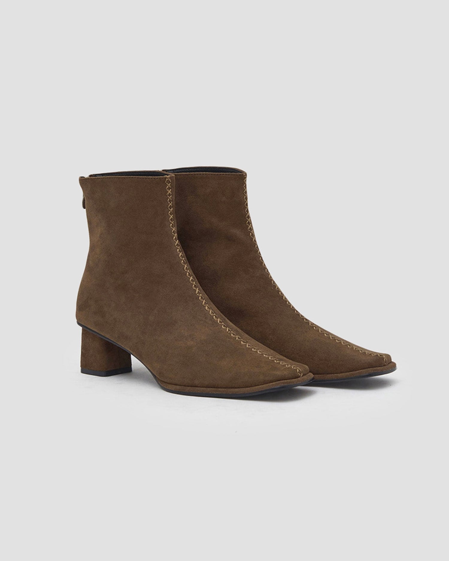 Suede Stitching Boots - Brown, 6 image
