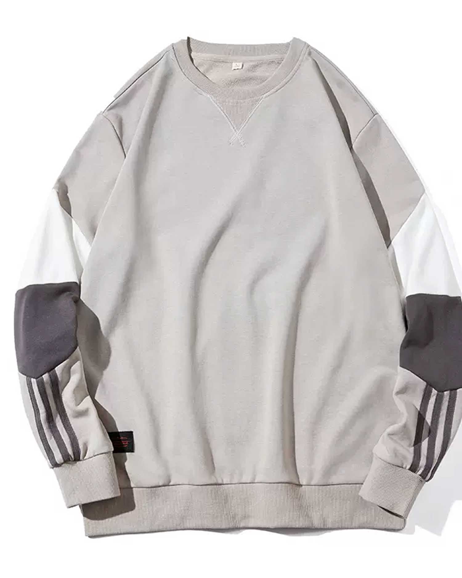 Relaxed Crewneck Cotton Pullover - Light Grey, 4XL image
