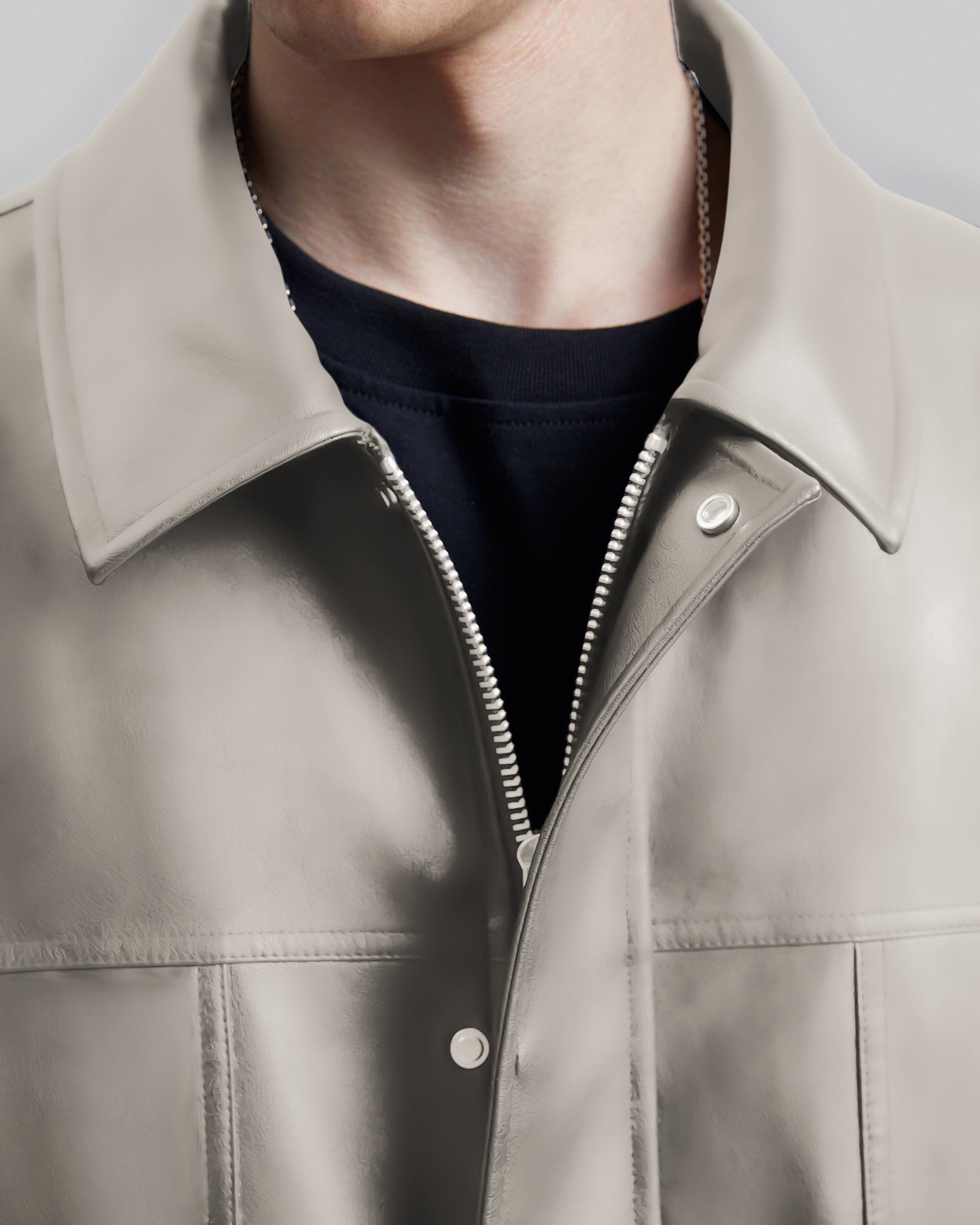 Multi-Pocket Leather-Like Long Coat image 5