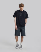 Diagonal Zipper Shorts - Dark Blue, M image