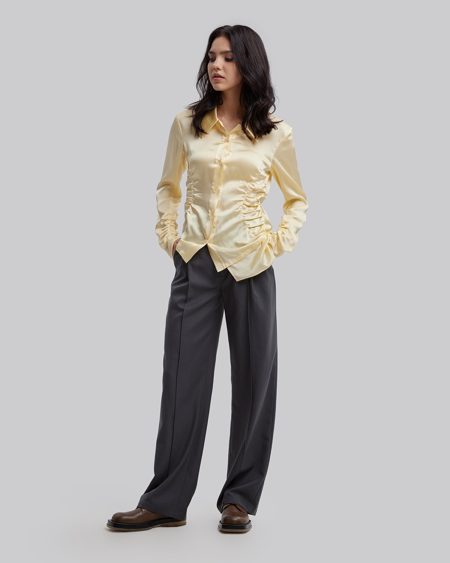 Grey Wool Pants - Dark Grey, L image