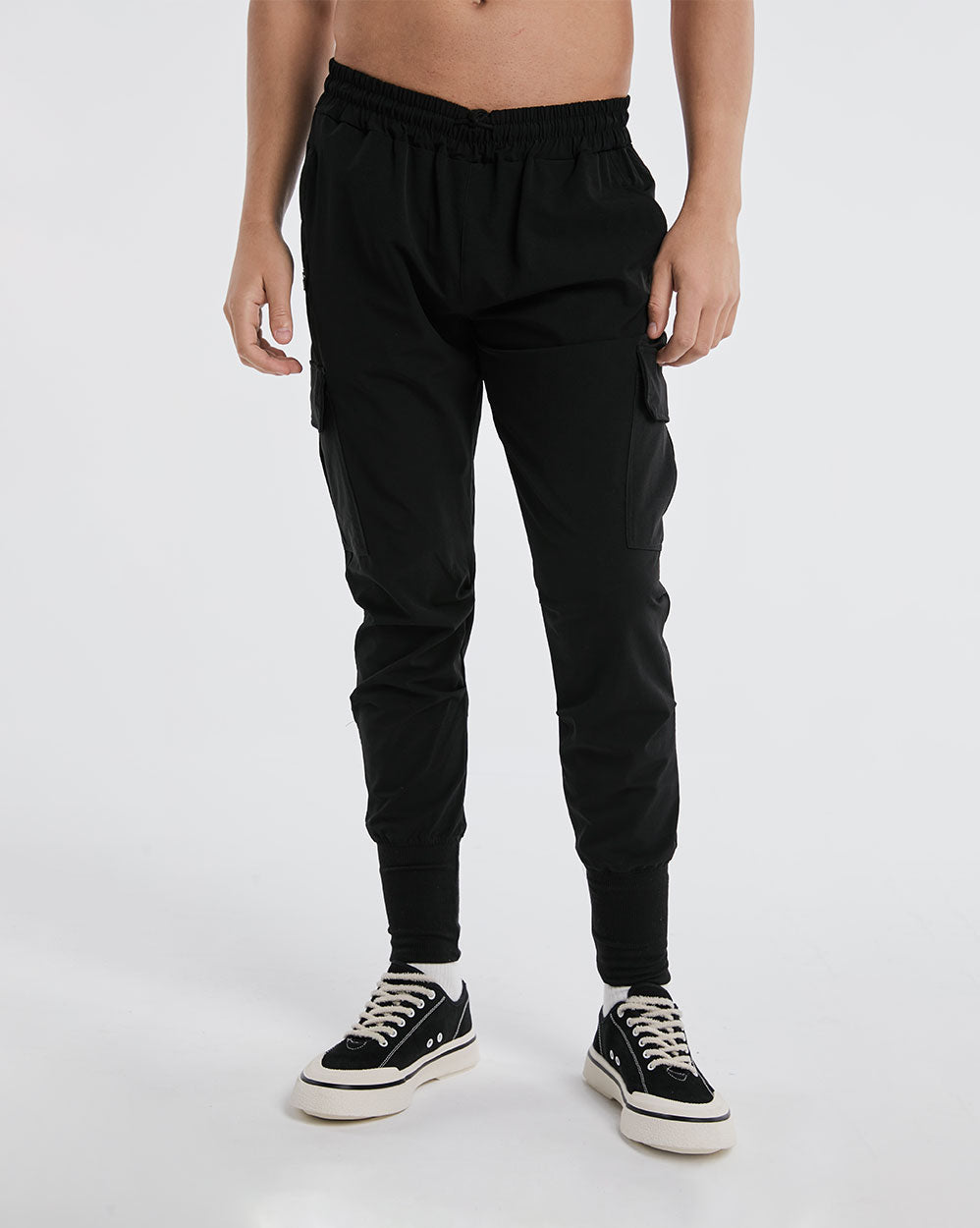 Stylish Tapered Leg Workwear Pants - Black, M image
