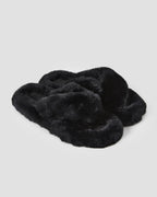 Fluffy Plush Slippers - Black, 10 image