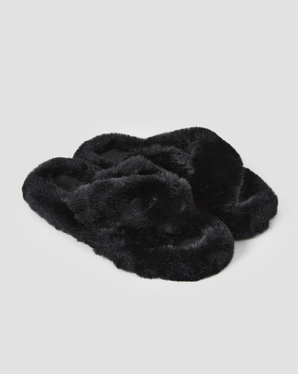 Fluffy Plush Slippers - Black, 10 image