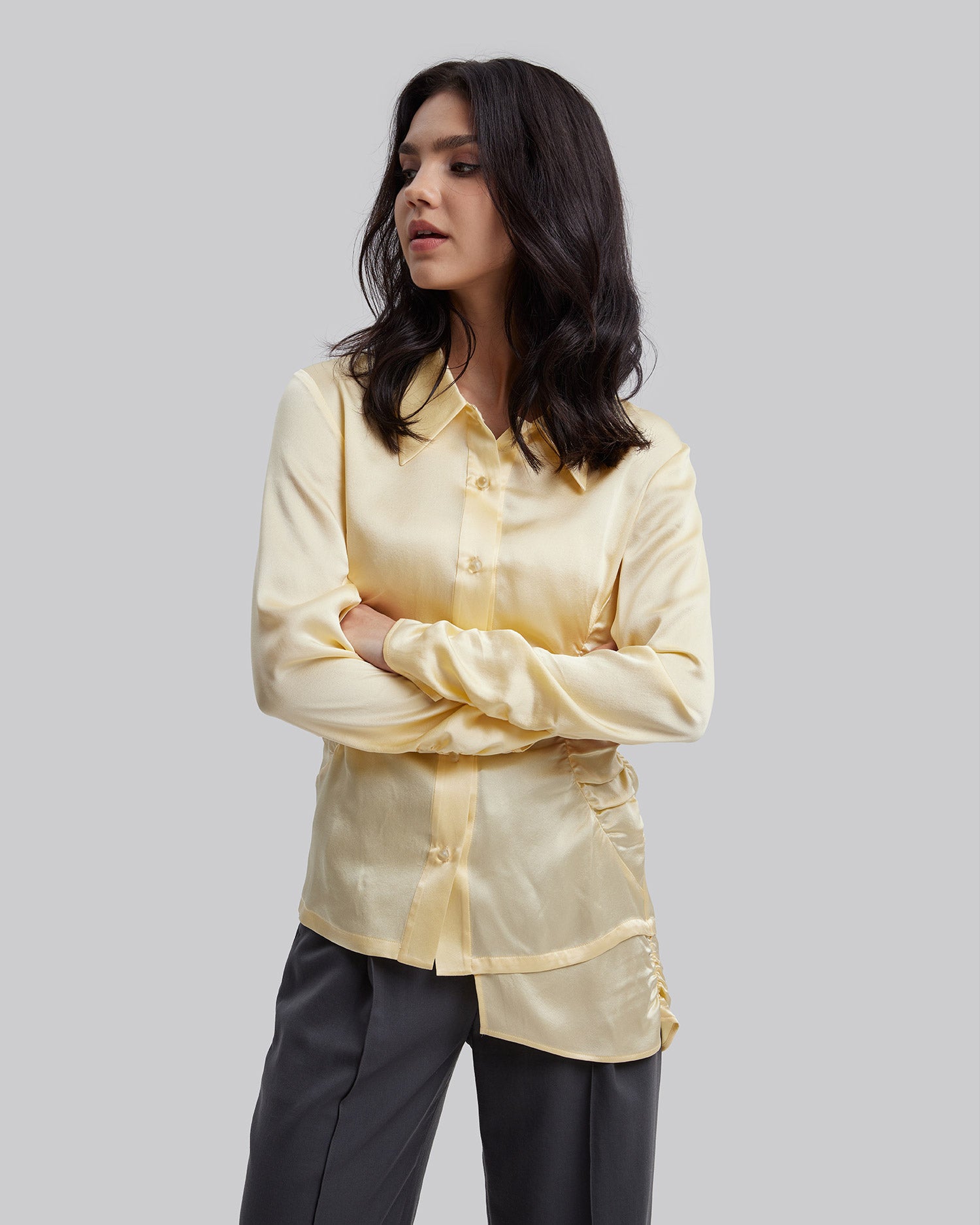 100% Silk Shirt in Lemon image 1