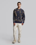 Sweatshirt With Animal &amp; Plant Graphics - Dark Blue, L image