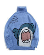 Knitted Crewneck Shark Jumper - Steel Blue, XL image