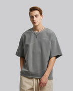 Stitch-Patterned Raw-Edge Tee image 1