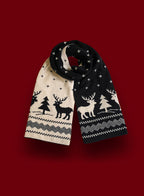 Christmas moose pattern faux cashmere scarf - Black, OS image